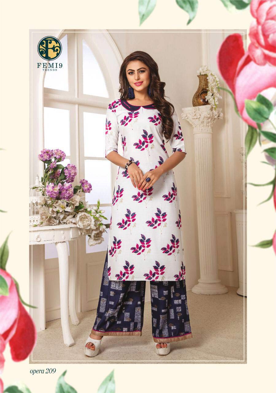 Opera Vol 2 By Femi9 Rayon Print Beautiful Kurtis With Palazzo Set Opera Vol 2 By Femi9 Rayon Print Beautiful Kurtis With Palazzo Set